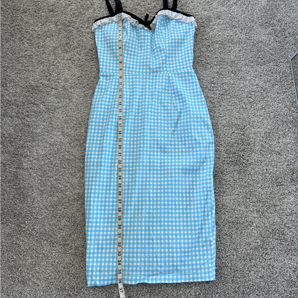 Vixen by Micheline Pitt - size Medium - Brand New Blue Gingham Wiggle Dress